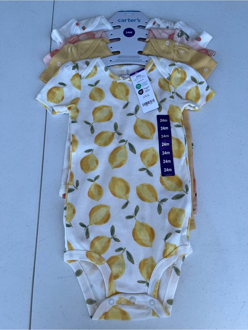 Carter's Peach, Lemon, Strawberry and Floral Bodysuits Set